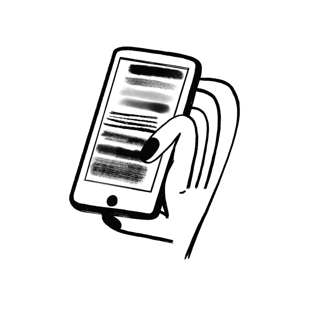 Illustration of a hand holding a phone