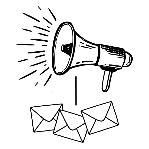 megaphone and letters