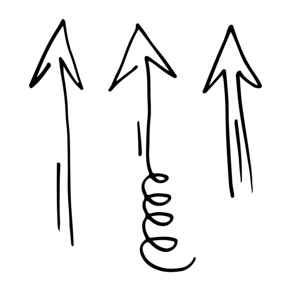 three arrows pointed up