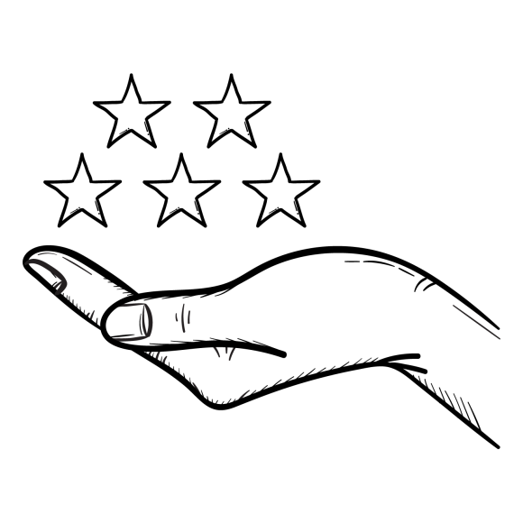 hand with 5 stars above