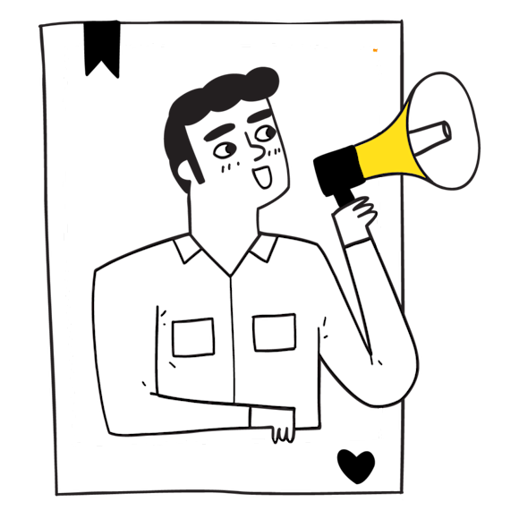 human with megaphone
