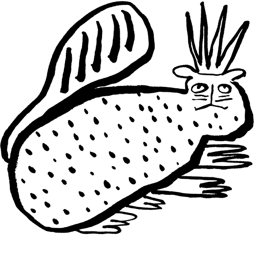 Illustration of a spotted mammal with a beaver-like tail