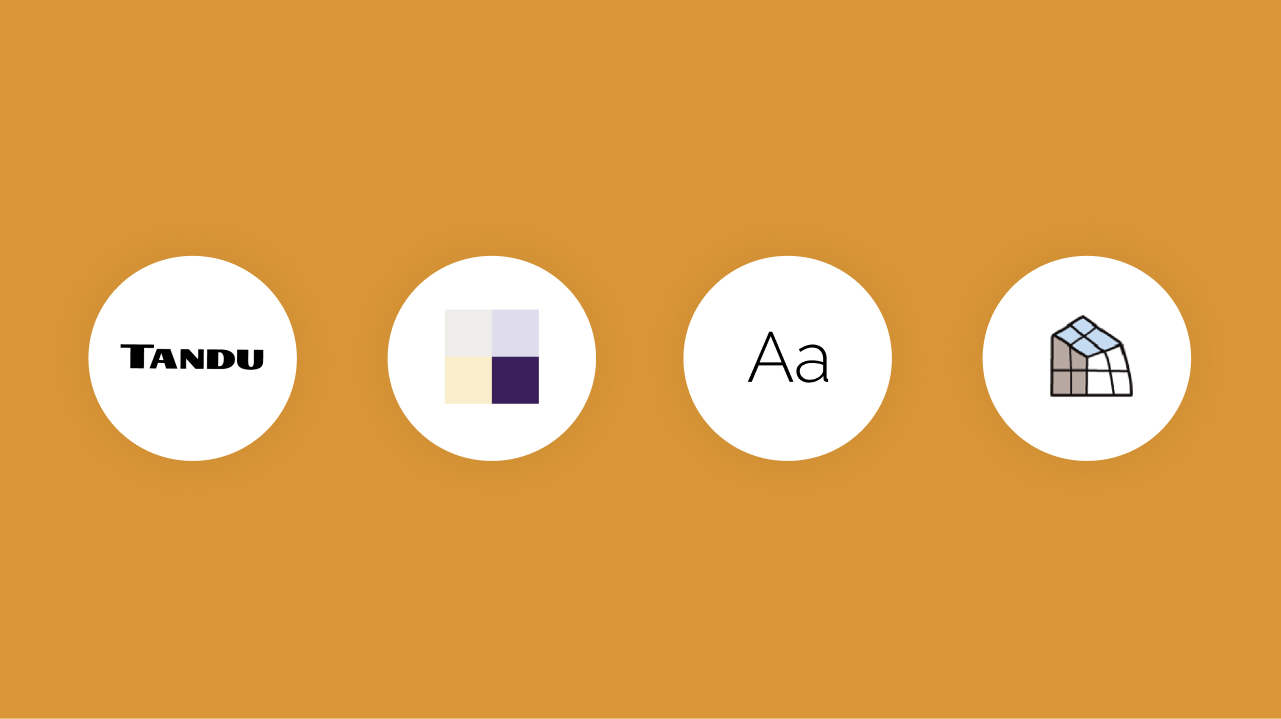 Example of logo, color palette, and font styles to drag-and-drop from Mailchimp’s Content Studio into a branded landing page.
