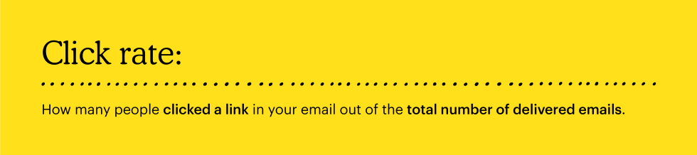 Click rate is How many people clicked a link in your email out of the total number of delivered emails.