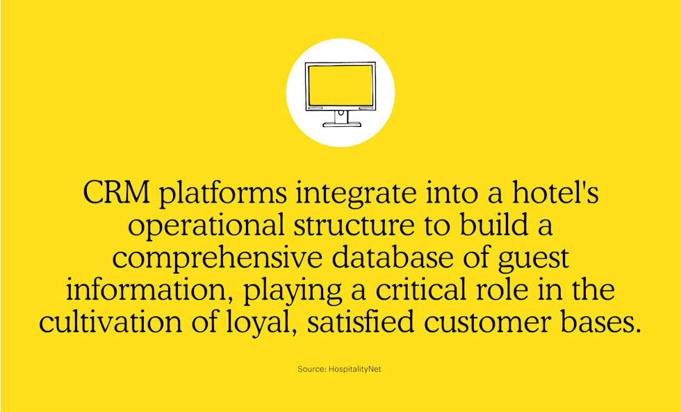 CRM platforms integrate into a hotel's operational structure to build a comprehensive database of customer information, playing a critical role in the cultivation of loyal, satisfied customer bases.