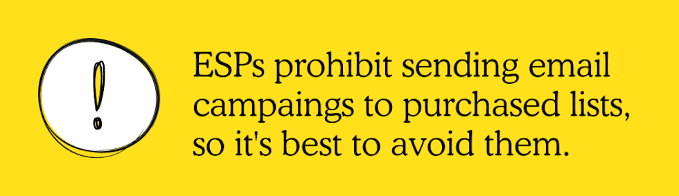 ESPs prohibit sending email campaigns to purchases lists 