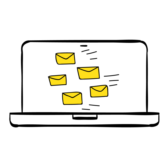 computer with envelopes on the screen