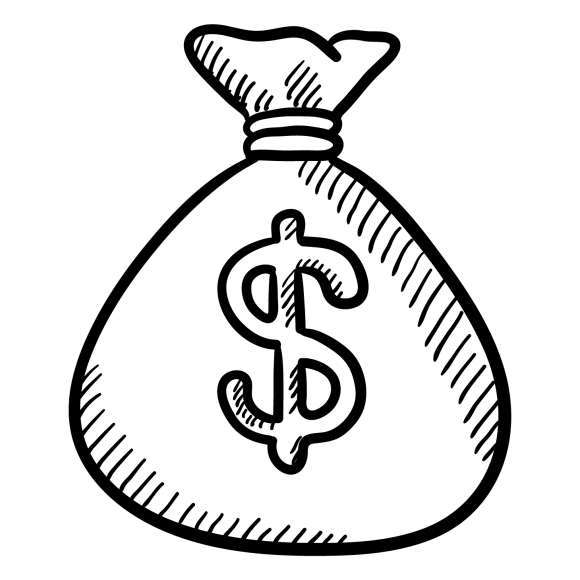 Graphic of a money bag with a dollar sign on it