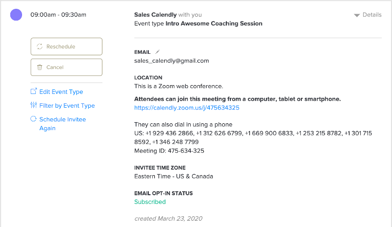 Get ready for your upcoming meetings by checking event details and email status.