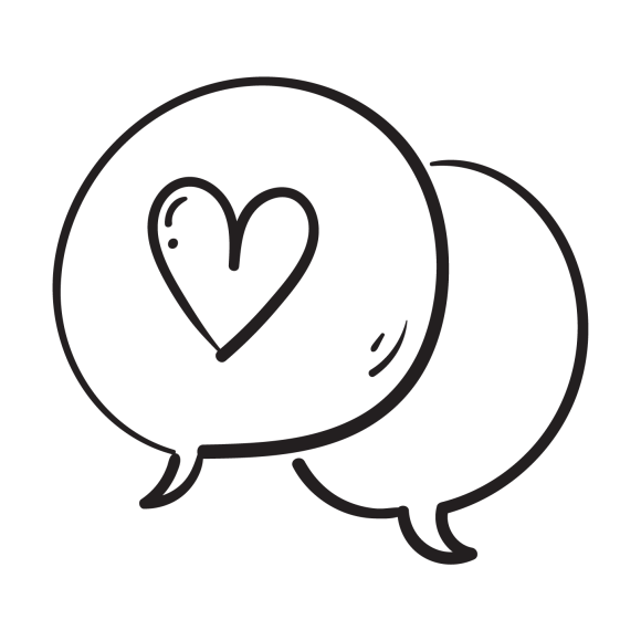 speech bubbles with heart