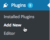 Imagen: captura de pantalla del cursor haciendo clic en Add New (Añadir nuevo) en el apartado Plugins